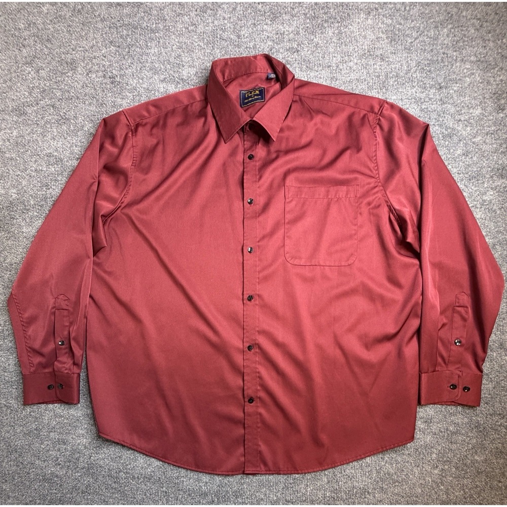 Flex Men's Luxury Collection Designed‎ in Italy Long Sleeve Red Shirt 3XL